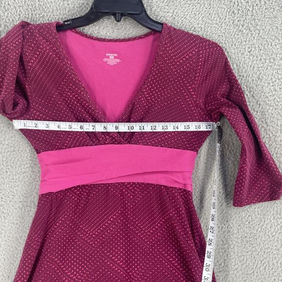 Patagonia Dress Womens Medium Organic Cotton Magenta Pink V-Neck Empire Waist - Picture 3 of 12